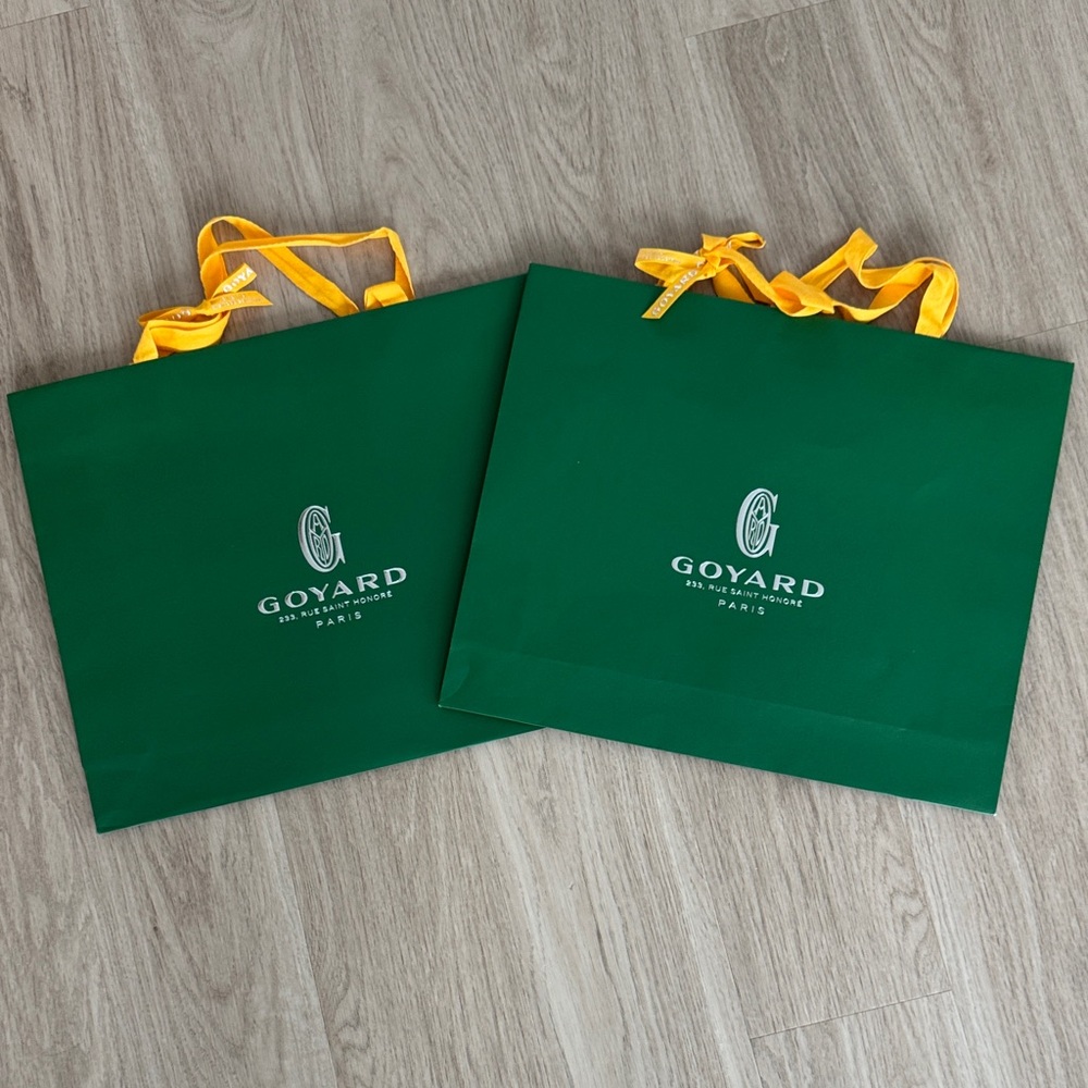 Goyard Forest Green Shopping Bags with Yellow Ribbon Handles